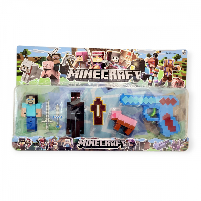 Set 3 figurine + pistol Minecraft si accesorii [1]