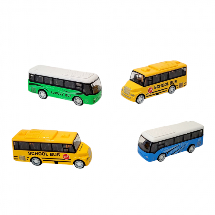 Set 4 masinute metal, autocar, school bus [2]