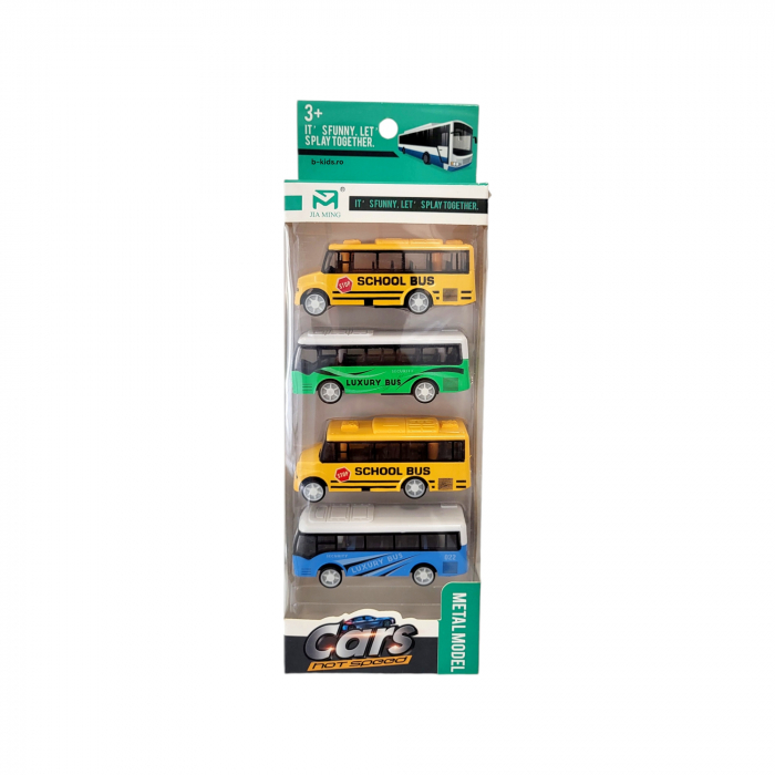 Set 4 masinute metal, autocar, school bus [1]