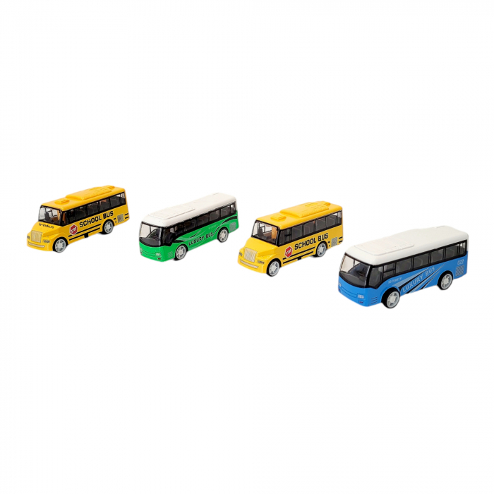 Set 4 masinute metal, autocar, school bus [4]