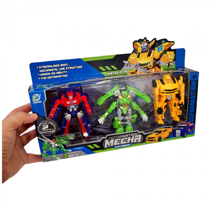 Set 3 roboti transformers, dinozaur si masini [5]