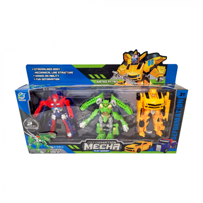 Set 3 roboti transformers, dinozaur si masini [2]
