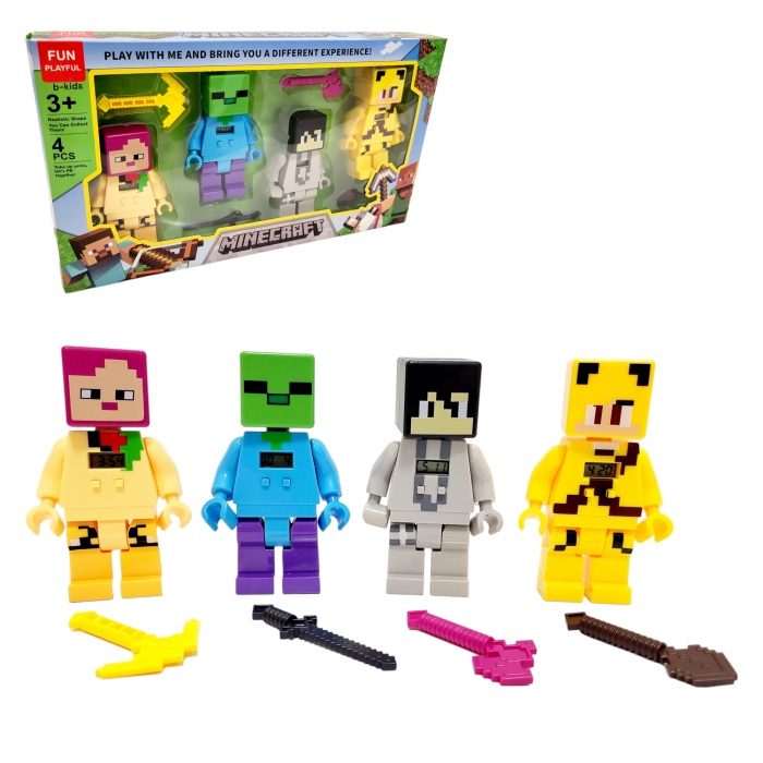 Set 4 figurine Minecraft cu ceas [3]