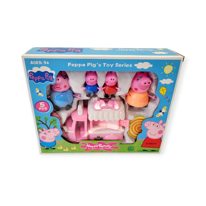 Set 4 figurine Peppa Pig cu masina de inghetata, Happy Family [5]
