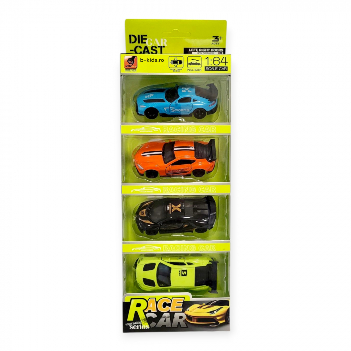 Set 4 masinute de curse din metal, se deschid usile [3]