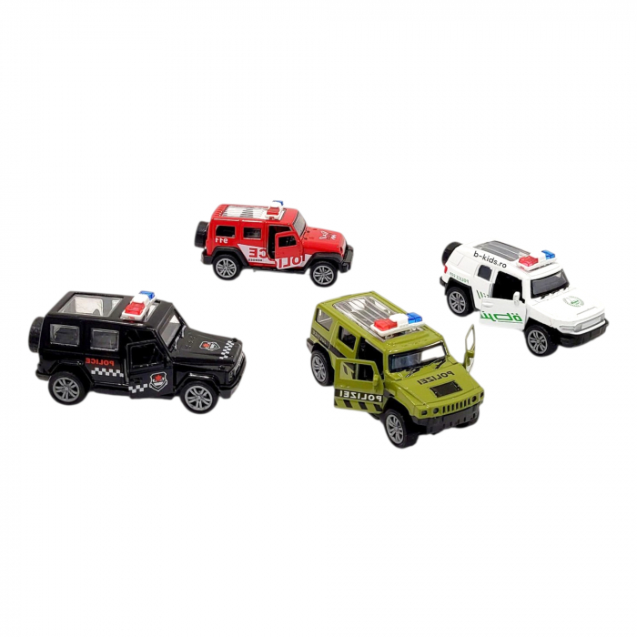 Set 4 masinute de politie din metal, modele diferite, jeep [2]