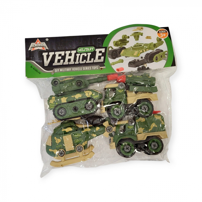 Set 4 vehicule mecanice, de Armata tip lego cu surubelnita [1]
