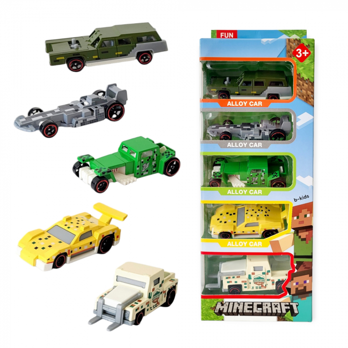 Set 5 masinute - metalice, tip Minecraft. [1]