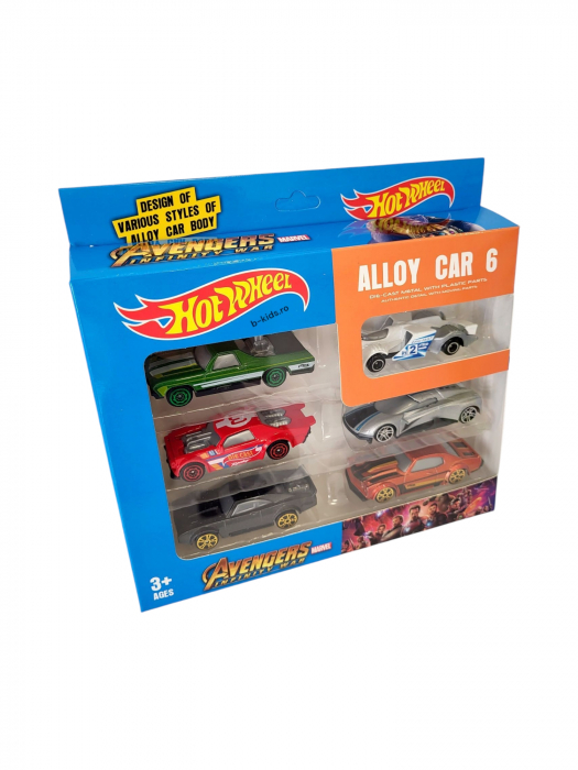 Set 6 masinute metalice, Hot Whells, diferite modele , Avengers [1]