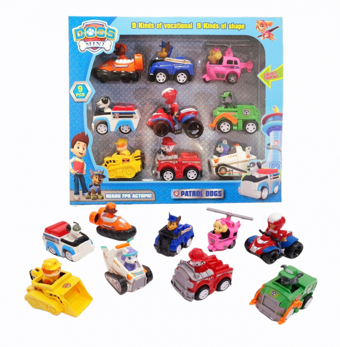Set 9 figurine, masinute Patrula Catelusilor [2]