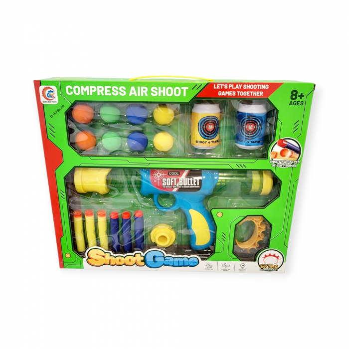 Set arma pistol cu bile si gloante din burete, Shoot Game [3]
