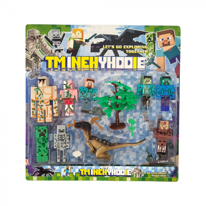 Set cu diferite figurine Minecraft, dinozaur si accesorii [7]