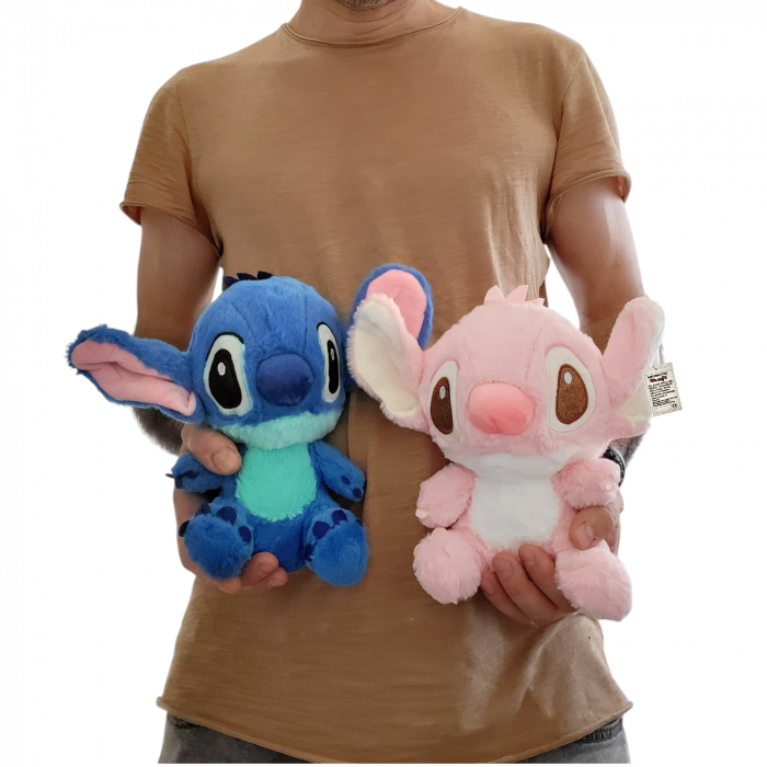 Set doua Jucari de plus Angel Stitch & Zenuk Stitch personaj din Lilo Stitch,  22 cm cu ochii sclipitori [5]