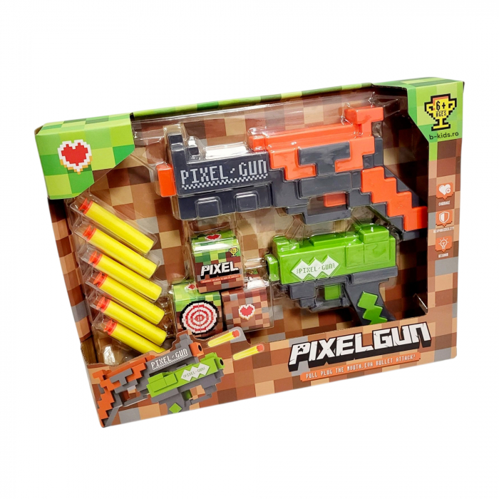 Set doua Pistole de Jucarie Minecraft PIXEL GUN cu 6 ventuze din burete [2]