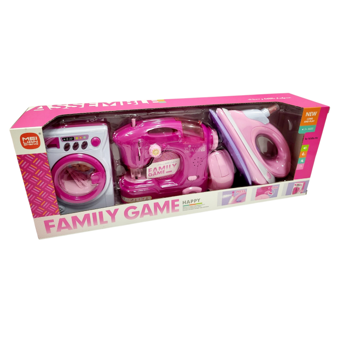 Set Electrocasnice cu baterii pentru Fetițe – Mașină de Spălat, Mașină de Cusut & Fier de Călcat [1]