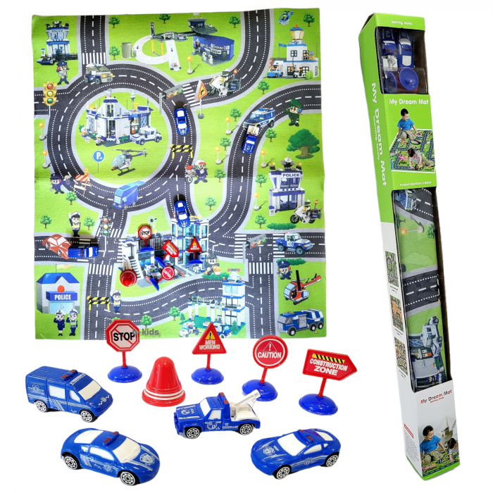 Set covoras de joaca cu masinute de politie [5]