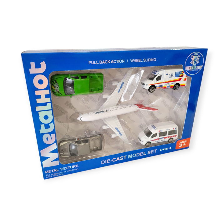 Set jucarie masinute metal cu avion [5]