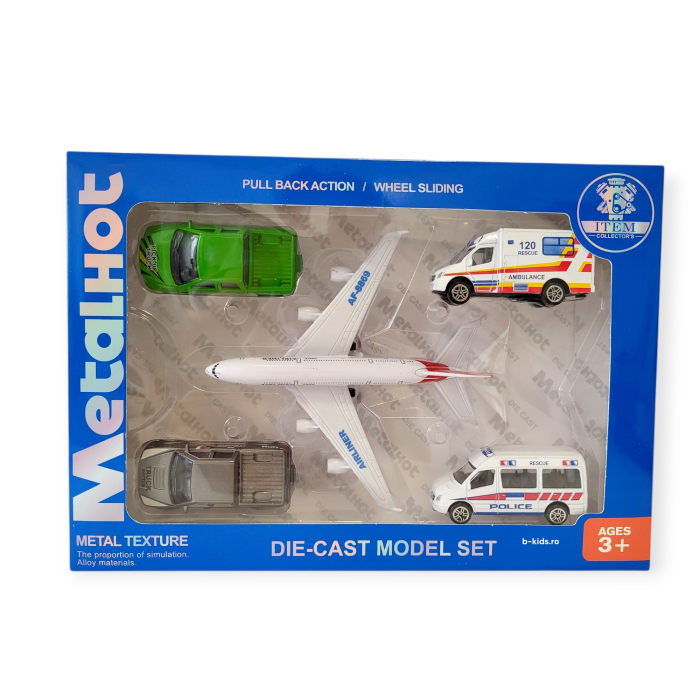 Set jucarie masinute metal cu avion [3]