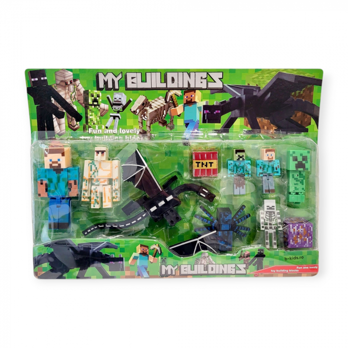 Set mare cu 10 figurine Minecraft, dragon, păianjen [2]