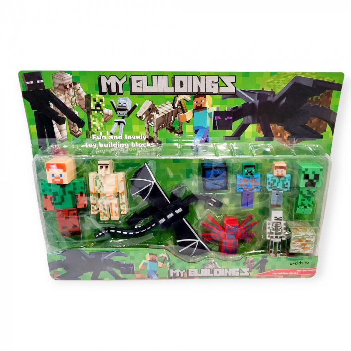Set mare cu 10 figurine Minecraft, dragon, păianjen [3]