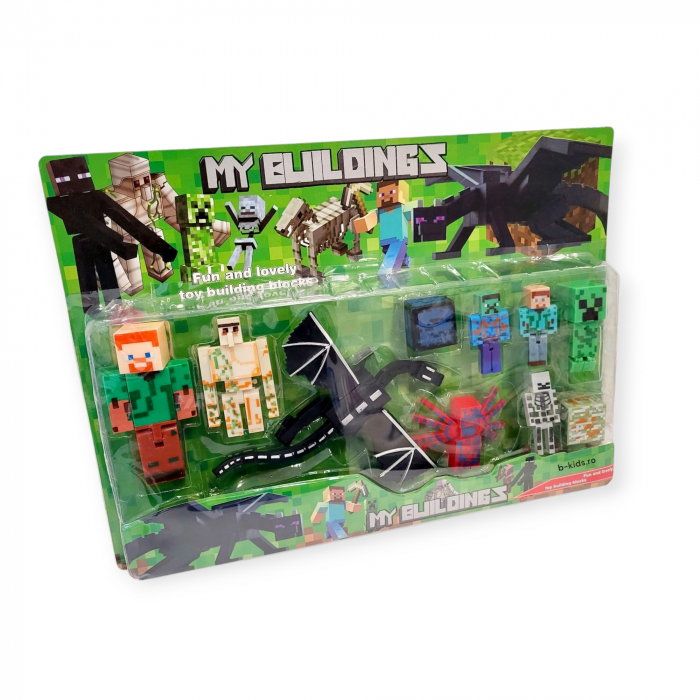 Set mare cu 10 figurine Minecraft, dragon, păianjen [5]
