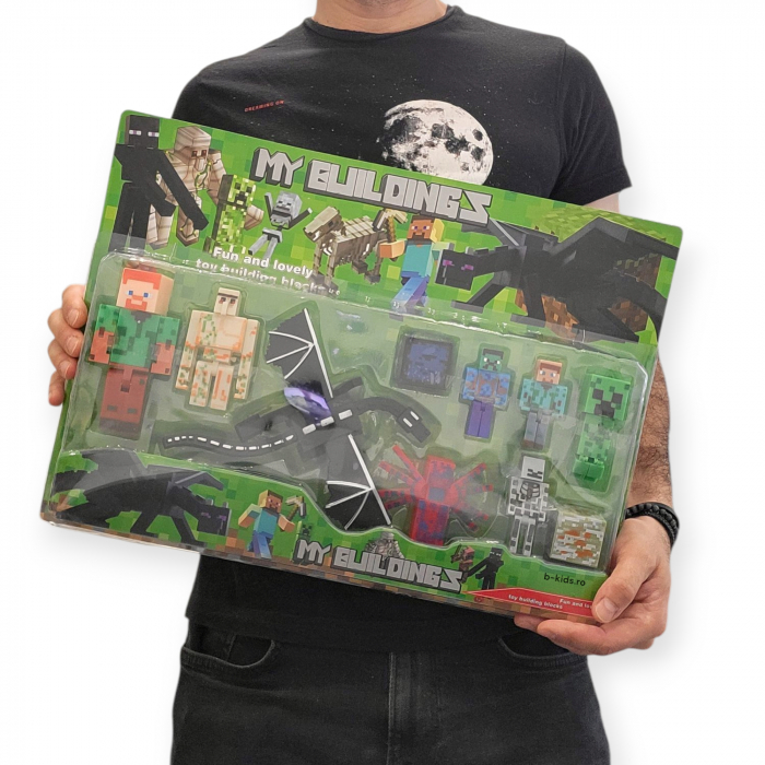 Set mare cu 10 figurine Minecraft, dragon, păianjen [8]