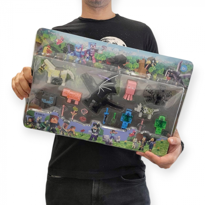 Set mare cu diferite figurine in forma de animale, dragon si accesorii, Minecraft [5]