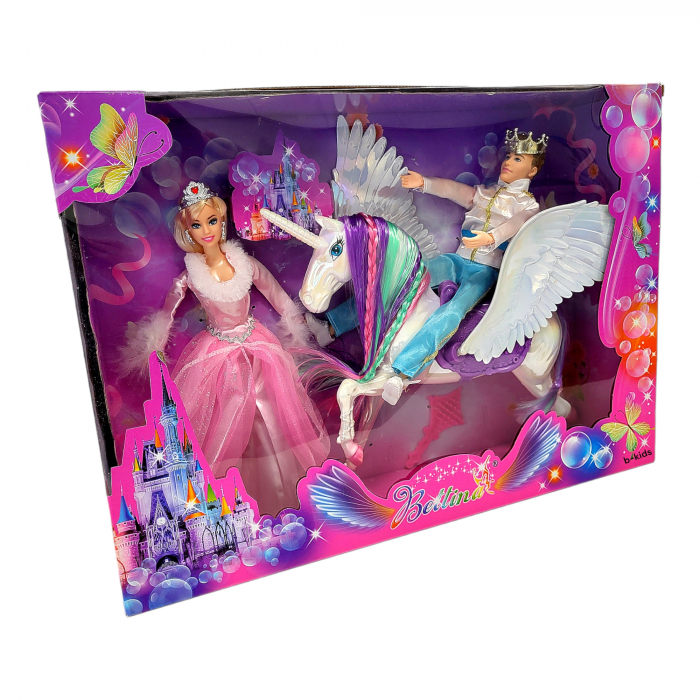 Set mare - Papusa Printesa cu Cal Unicorn si Print. [1]
