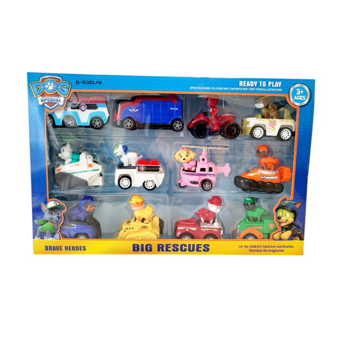 Set Mare Patrula Catelusilor  12 masinute + 10 figurine cățeluși [3]