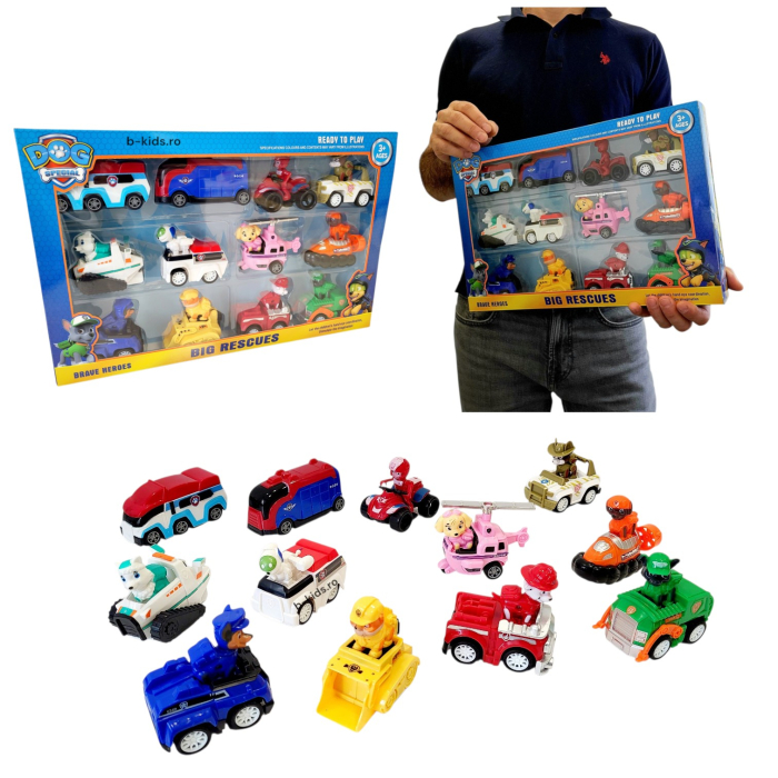 Set Mare Patrula Catelusilor  12 masinute + 10 figurine cățeluși [5]