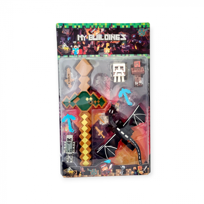Set Minecraft - figurie, accesorii si arma cu sunete si lumini, maro [4]