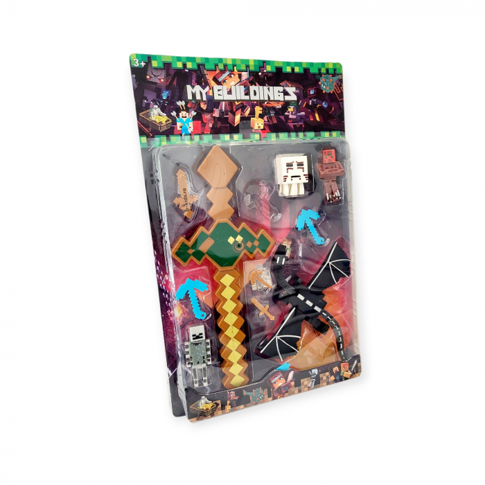 Set Minecraft - figurie, accesorii si arma cu sunete si lumini, maro [5]