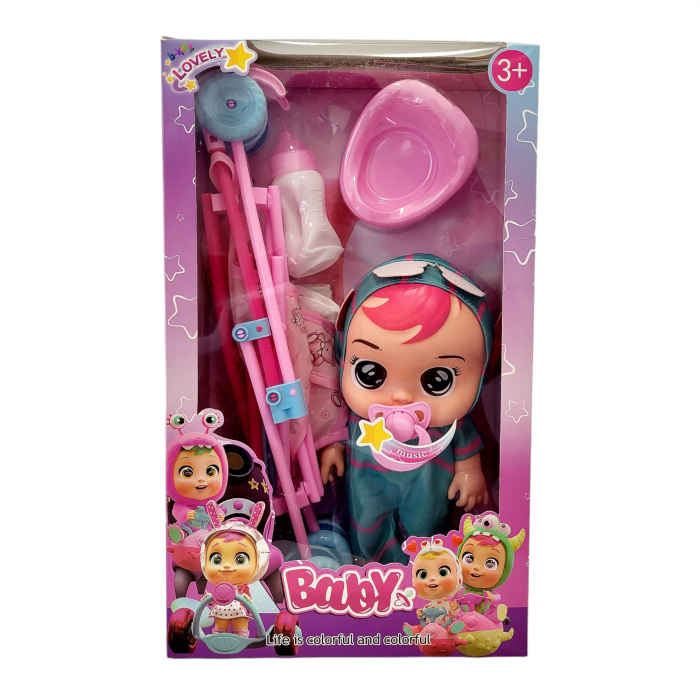 Set bebelus cu scutec, sunete și carucior, Baby Cry [4]
