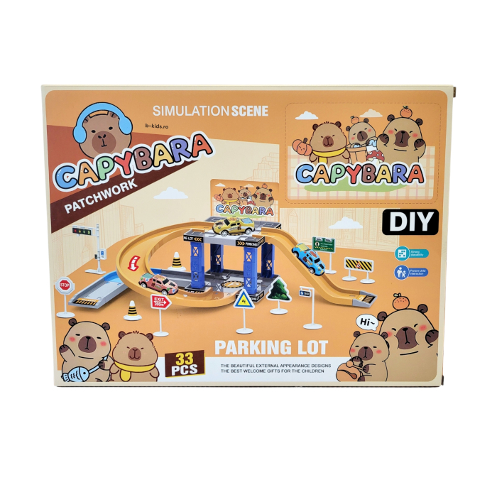 Set Parcare Capybara Patchwork cu masinute si accesorii [3]