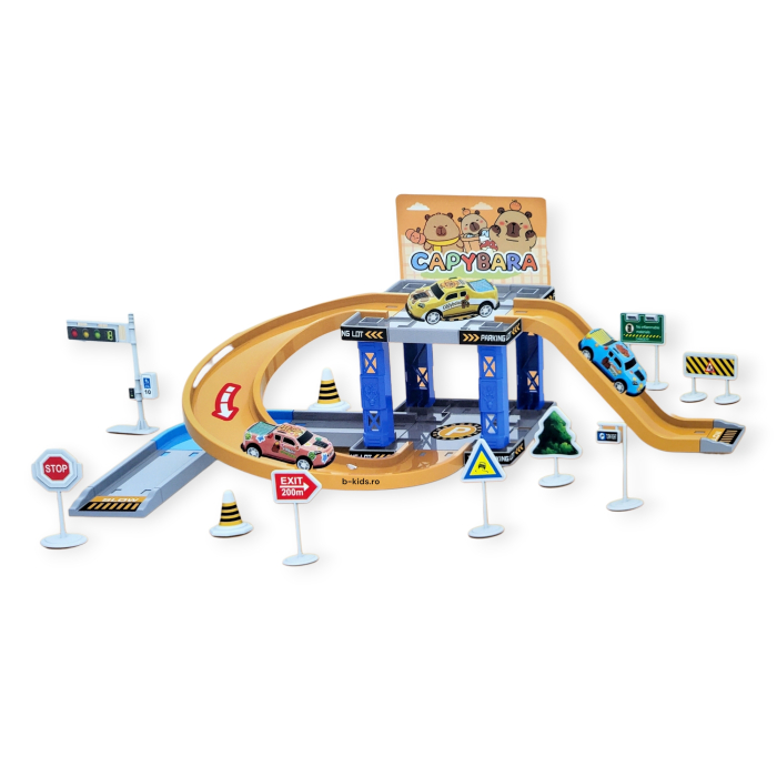 Set Parcare Capybara Patchwork cu masinute si accesorii [4]
