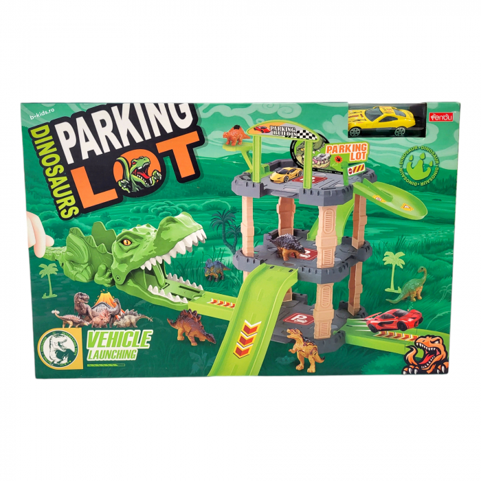 Set tip Parcare, Dinozaur cu masinuta, dinozauri si rampa de lansare [3]