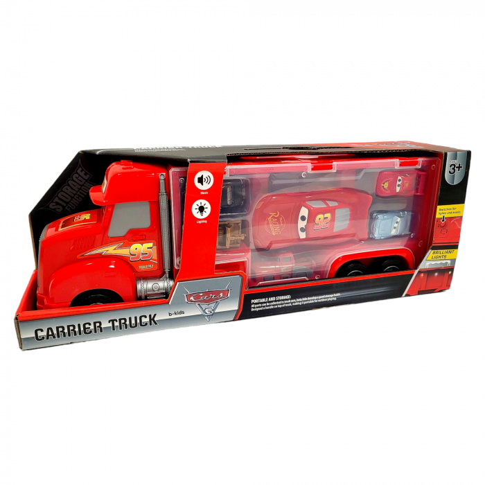 Set tir Cars + 6 masinute tip geanta cu sunete si lumini, Fulger, Cars 3 [3]