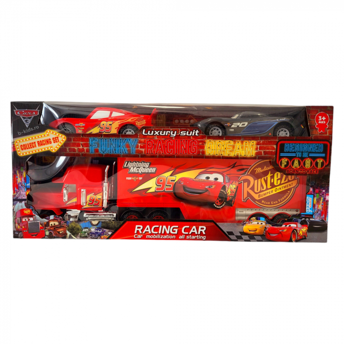 Set Tir Cars mare + doua masini, Super Truck, Fulger McQueen, Pixar [3]