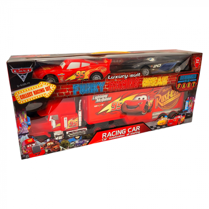 Set Tir Cars mare + doua masini, Super Truck, Fulger McQueen, Pixar [1]