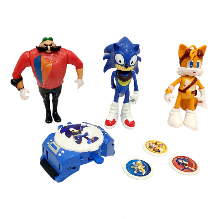 Set trei figurine + ceas lansator cu discuri, Sonic [3]