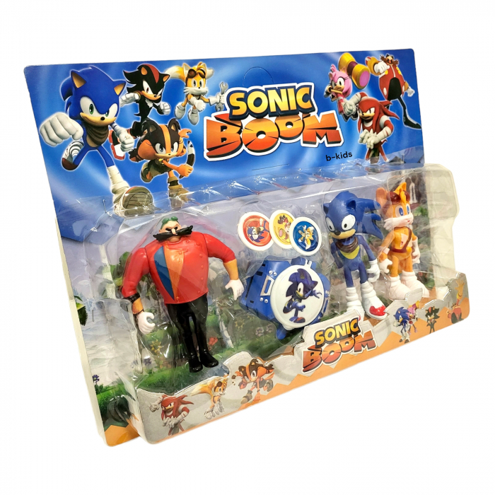 Set trei figurine + ceas lansator cu discuri, Sonic [4]