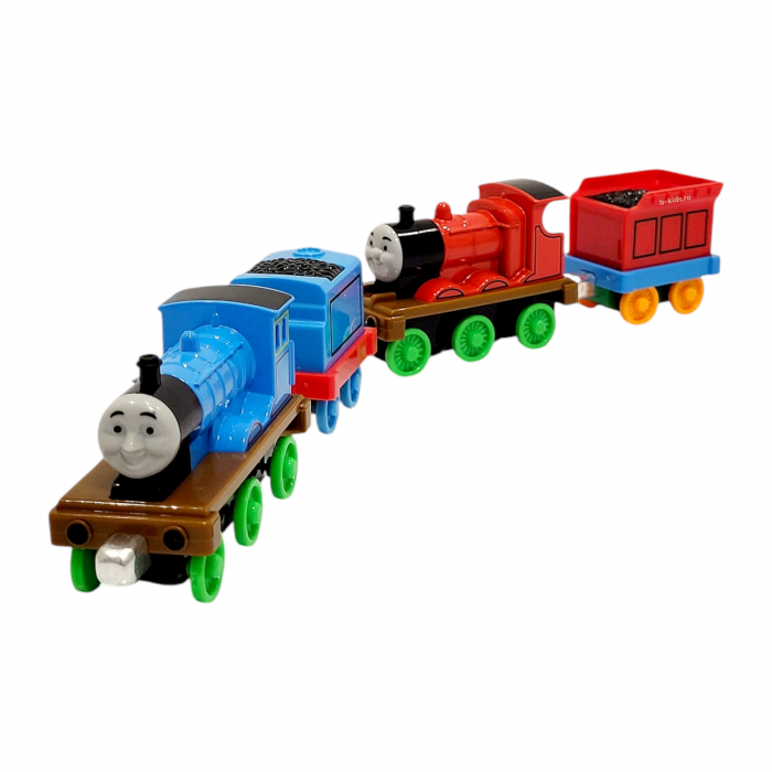 Set trenulet Thomas cu 2 locomotive si doua vagoane, metalice [2]