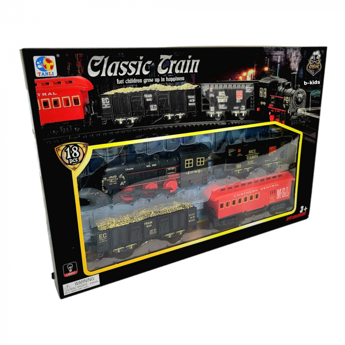 Trenulet cu 3 locomotive, sine. Classic Train (18 piese) [6]