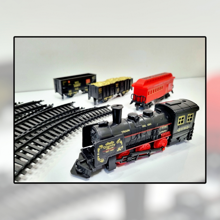 Trenulet cu 3 locomotive, sine. Classic Train (18 piese) [2]