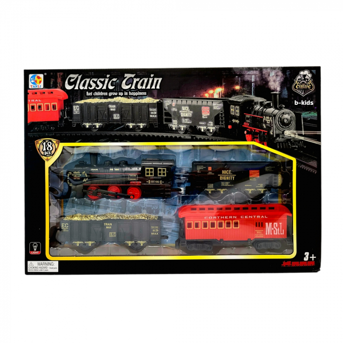 Trenulet cu 3 locomotive, sine. Classic Train (18 piese) [4]