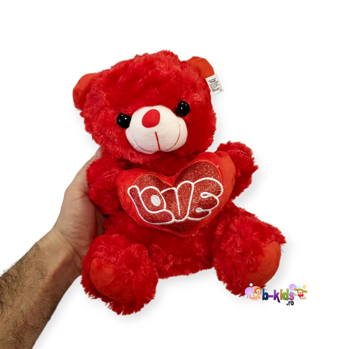 Ursuleț de Pluș cu Inimă -Love – Roșu (27 cm) [2]