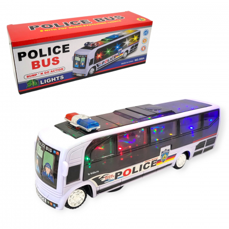 Masinute - Autobuz de Politie cu sunete si lumini 3D - Police Bus