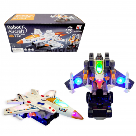 Roboti - Avion transformers, 2 in 1 cu sunete si lumini, Robot Aircraft