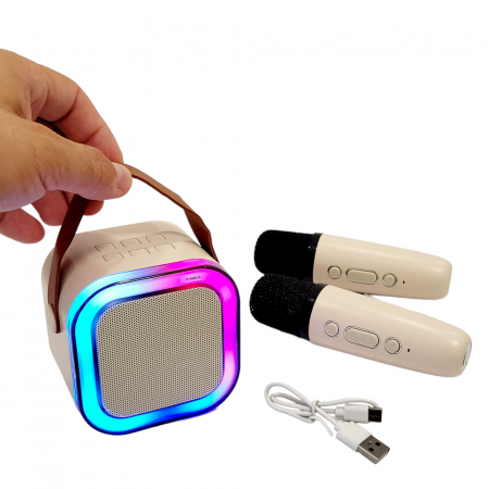 Boxa Karaoke wireless cu doua microfoane si acumulatori reincarcabili [2]