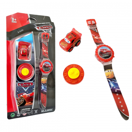 Seturi - Ceas digital Cars cu sunete si lumini, masinuta este detasabila.